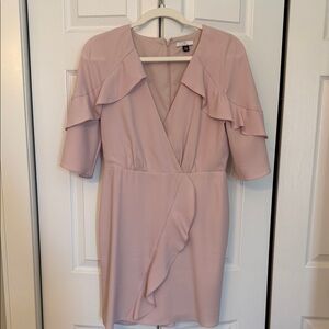 H by Halston Blush Asymmetrical Ruffle Dress